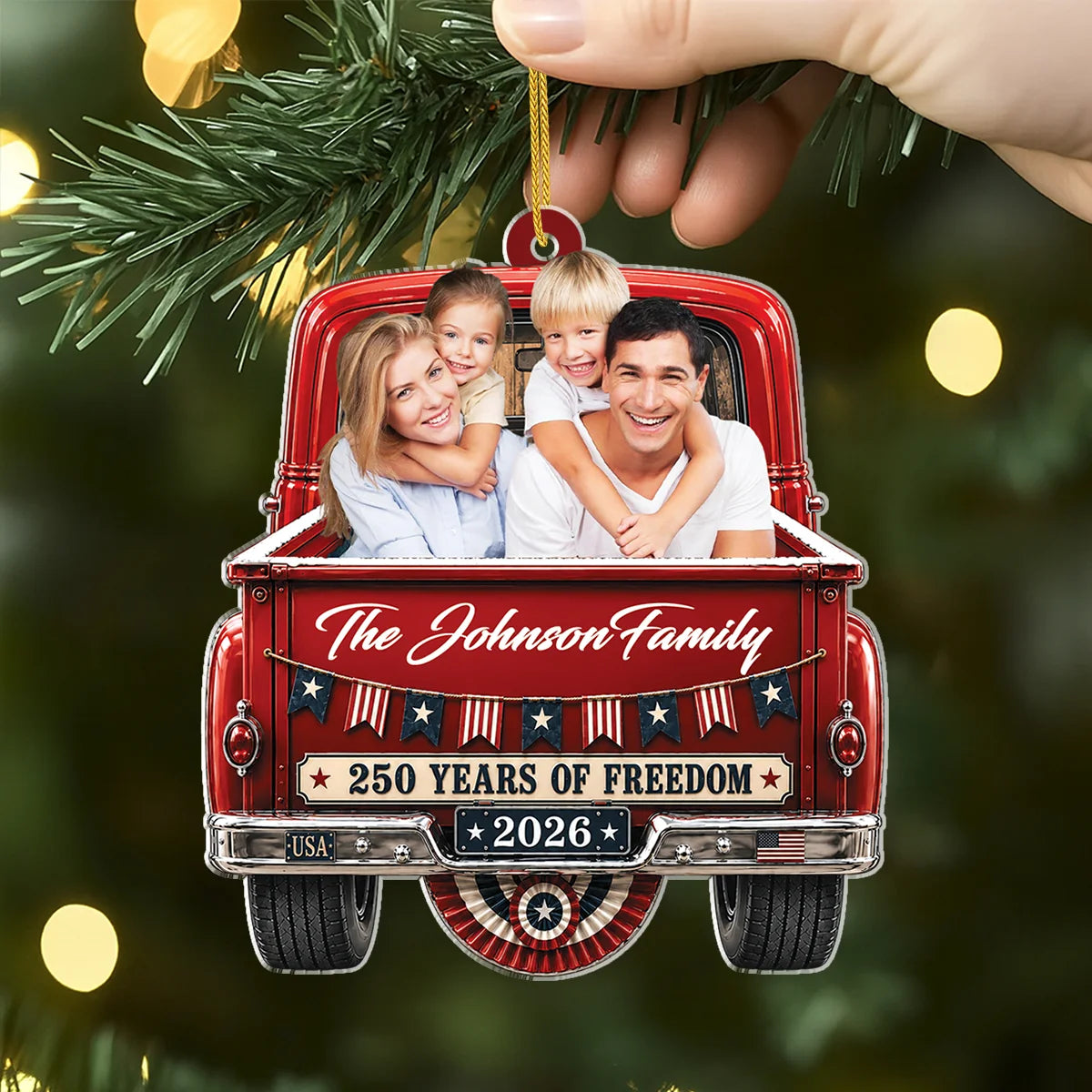 250 Years Of Freedom Personalized Acrylic Ornament - Custom Photo Keepsake Gift for Family
