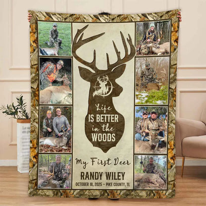 Personalized hunting blanket with custom photo collage and deer design - unique gift for dad and husband image 6