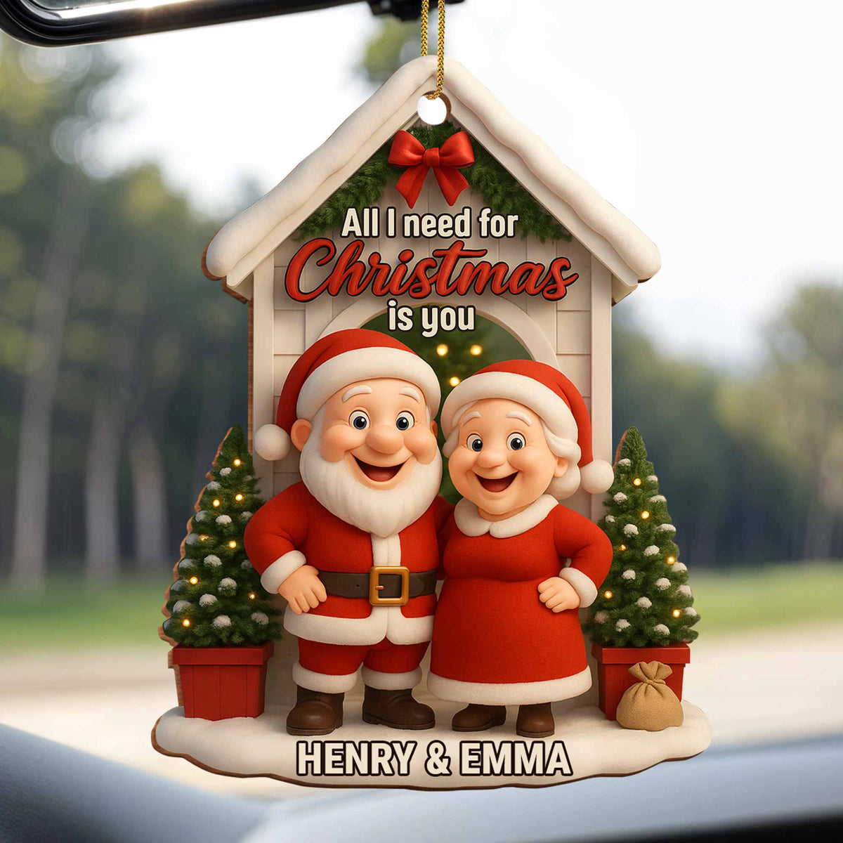 "All I Need for Christmas Is You" Personalized Wood Ornament - Custom Holiday Decor for Couples