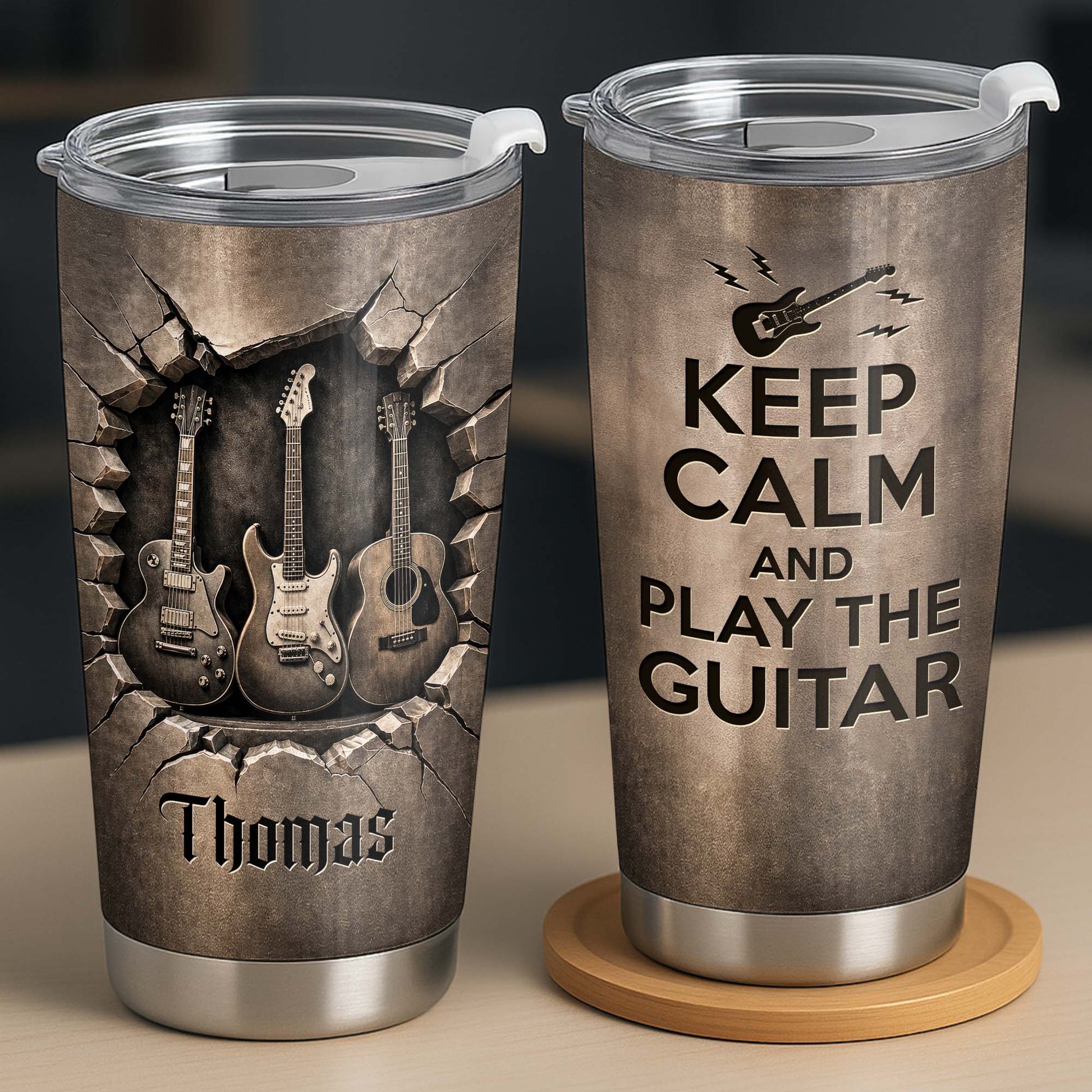 Personalized guitar tumbler 20oz with Keep Calm quote for guitar lovers and musicians gift image 10