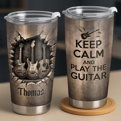 Personalized guitar tumbler 20oz with Keep Calm quote for guitar lovers and musicians gift image 10