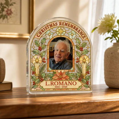 Christmas Remembrance Personalized Acrylic Plaque - Custom Memorial Photo Keepsake for Loss of Loved One
