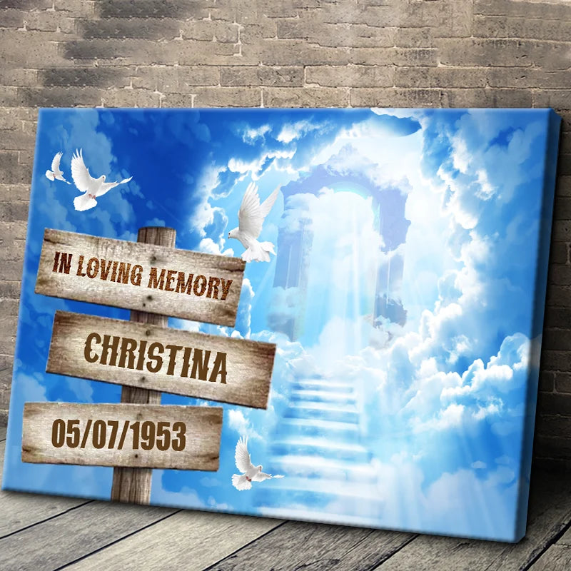 In Loving Memory Personalized Memorial Canvas / Poster - Custom Name & Date Heavenly Wall Art for Family