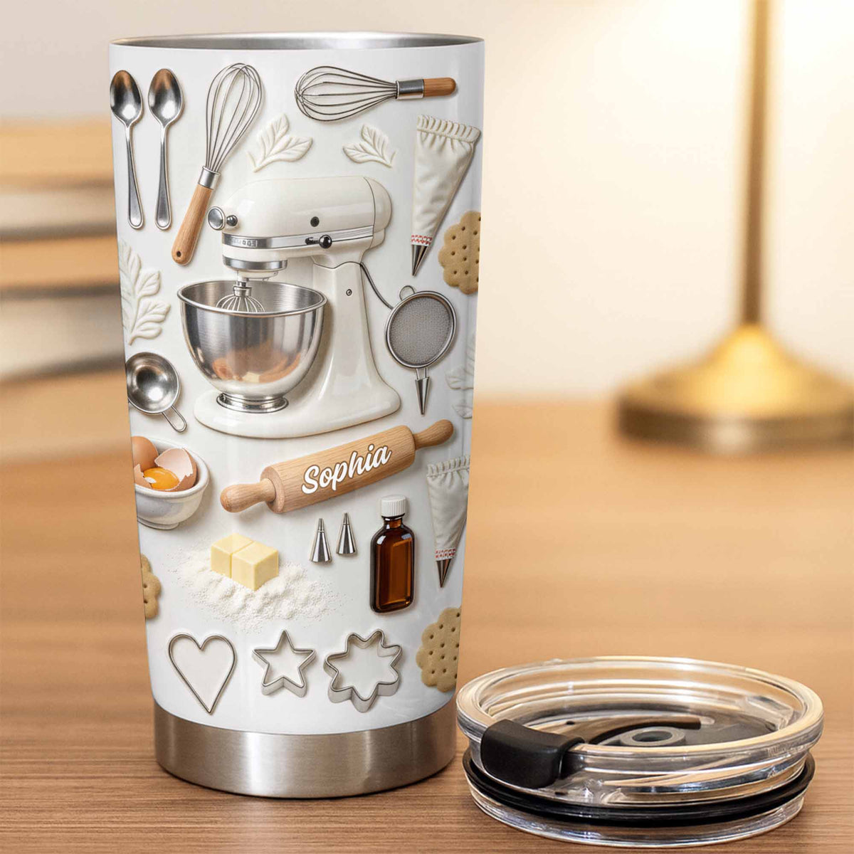 Personalized Baking-Themed Tumbler With Custom Name
