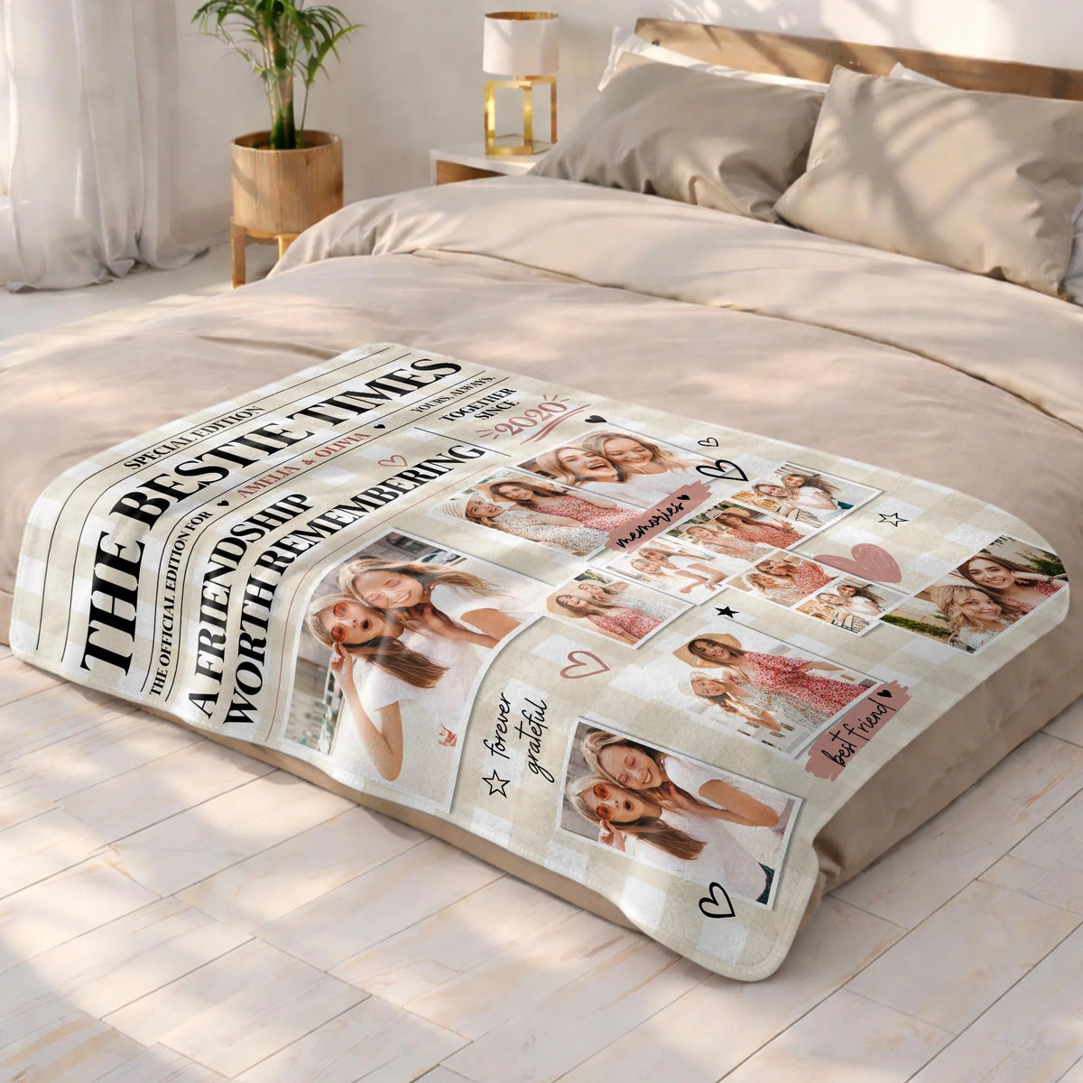 The Bestie Times A Friendship Worth Remembering Personalized Photo Blanket - Custom Bestie Gift for Best Friends