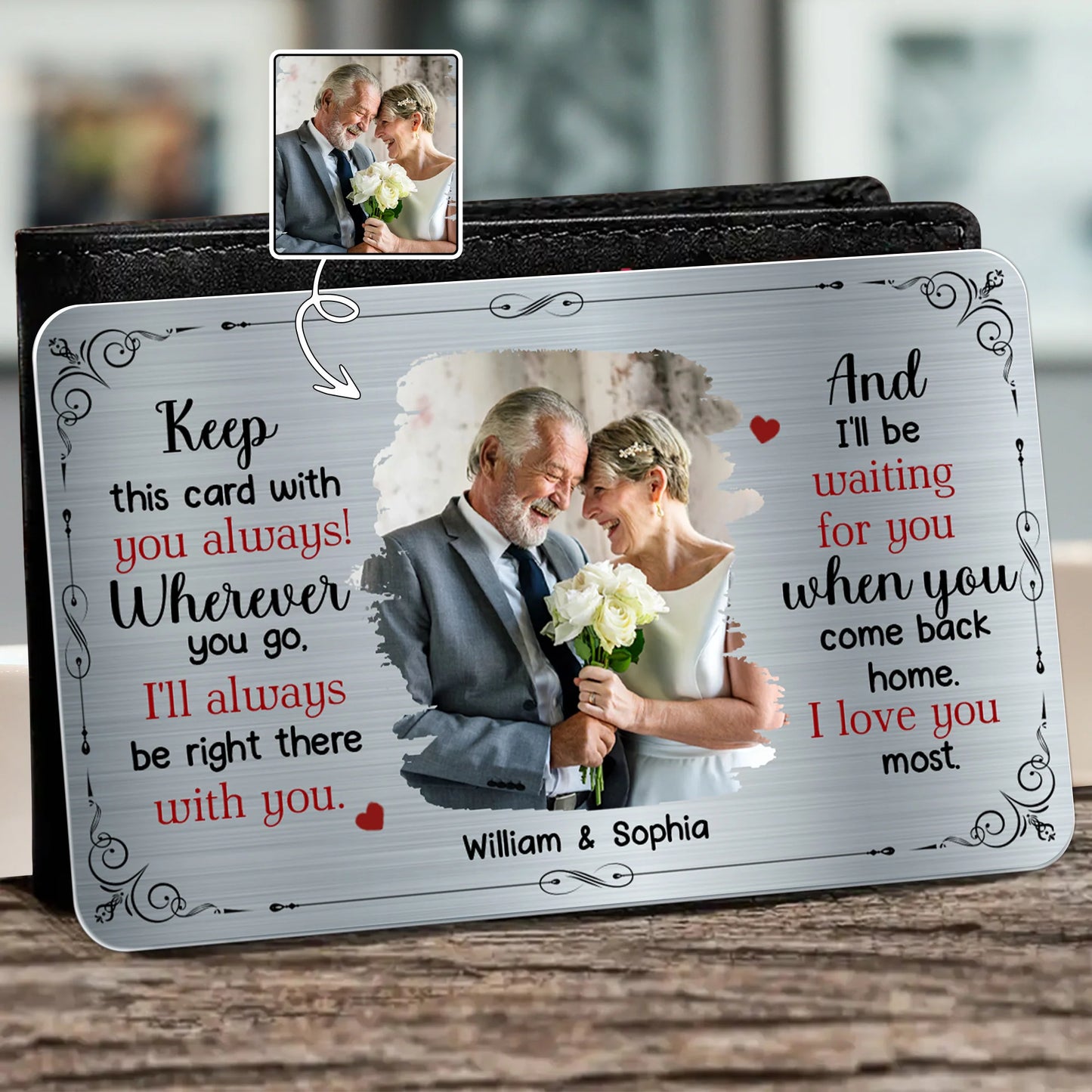 Personalized Wallet Card for Husband with personalized design details for meaningful gifting