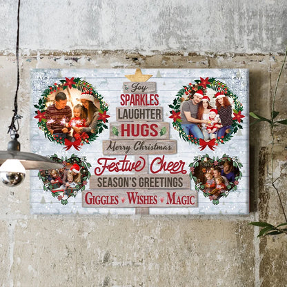 Merry Christmas Festive Cheer Personalized Photo Canvas / Poster - Custom Holiday Wall Art Gift for Family