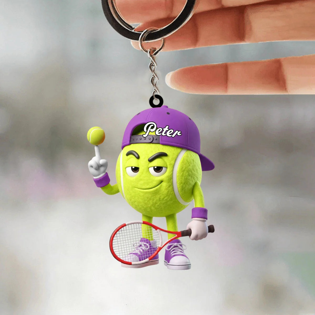 Personalized Tennis Ball Mascot Keychain - Custom Gift for Tennis Players and Coaches