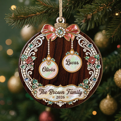 Personalized Family Christmas Wooden Ornament - Custom Baubles Keepsake Gift