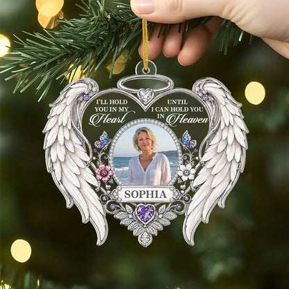 "I'll Hold You In My Heart" Personalized Memorial Acrylic Ornament - Custom Loss Keepsake for Family