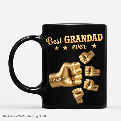 Best Dad Ever Fist Bump Personalized Mug - Custom Coffee Cup Gift for Dad and Grandpa on Father's Day