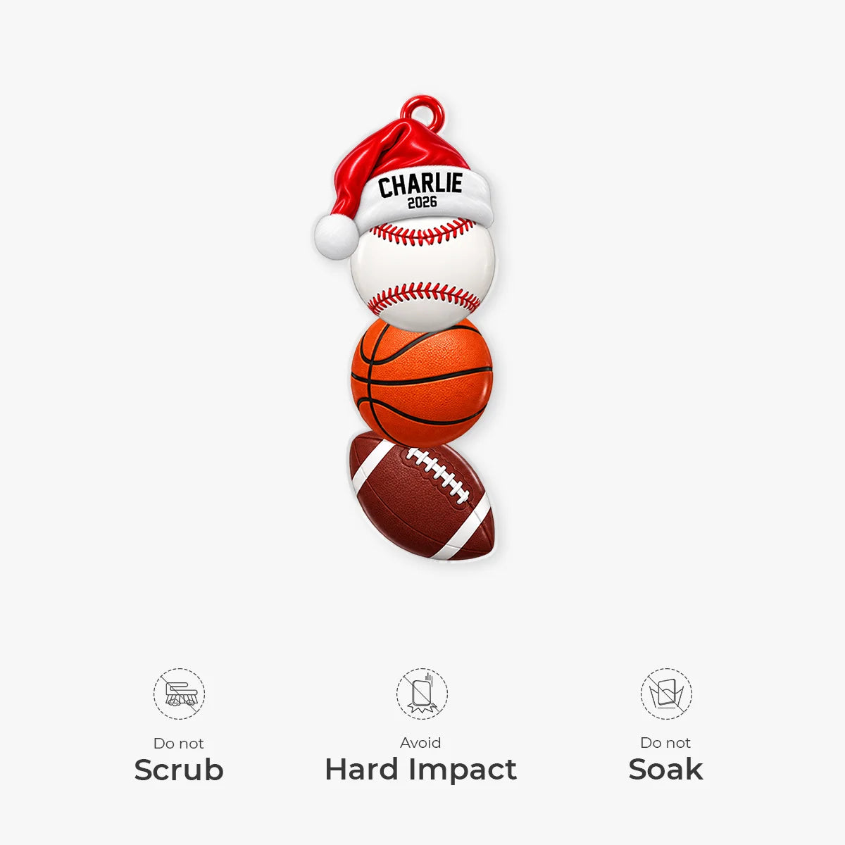 Personalized Sports Christmas Acrylic Ornament - Custom Name Sports Gift
