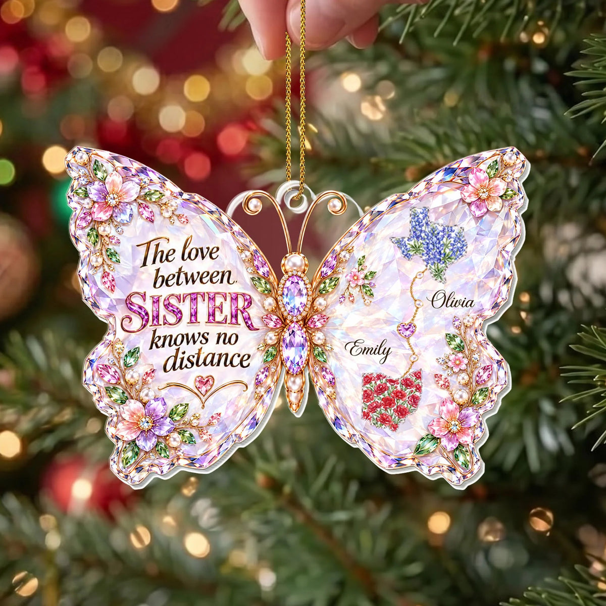 The Love Between Sisters Knows No Distance - Personalized Sister Acrylic Ornament