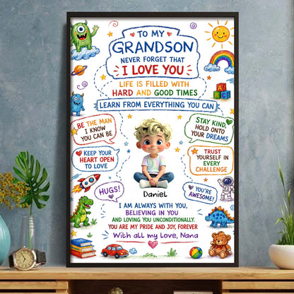 Personalized Grandson Poster Gift personalization view for Son/Grandson