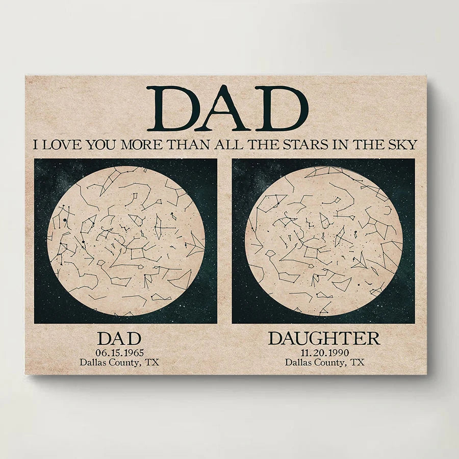 Custom Father Daughter Gift | Father and Daughter Star Map