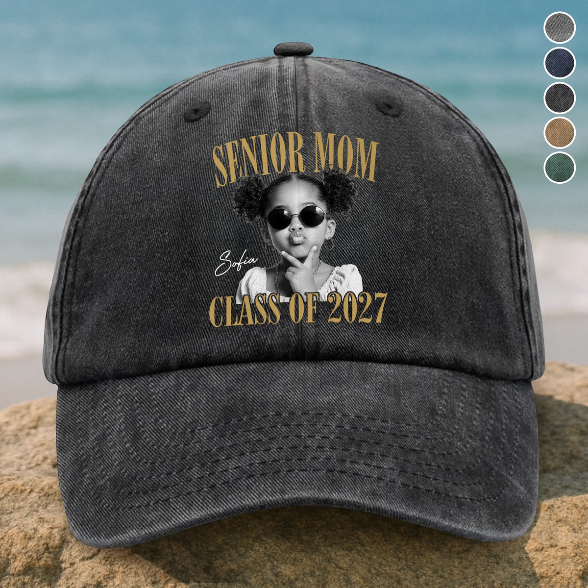 Senior Mom, Class of 2027 – Personalized Photo Baseball Cap, Mom Graduation Gift