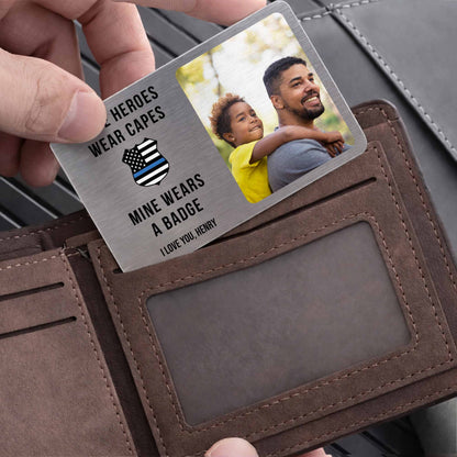 Custom Police Dad Wallet Card for Dad with personalized design details for meaningful gifting image 10