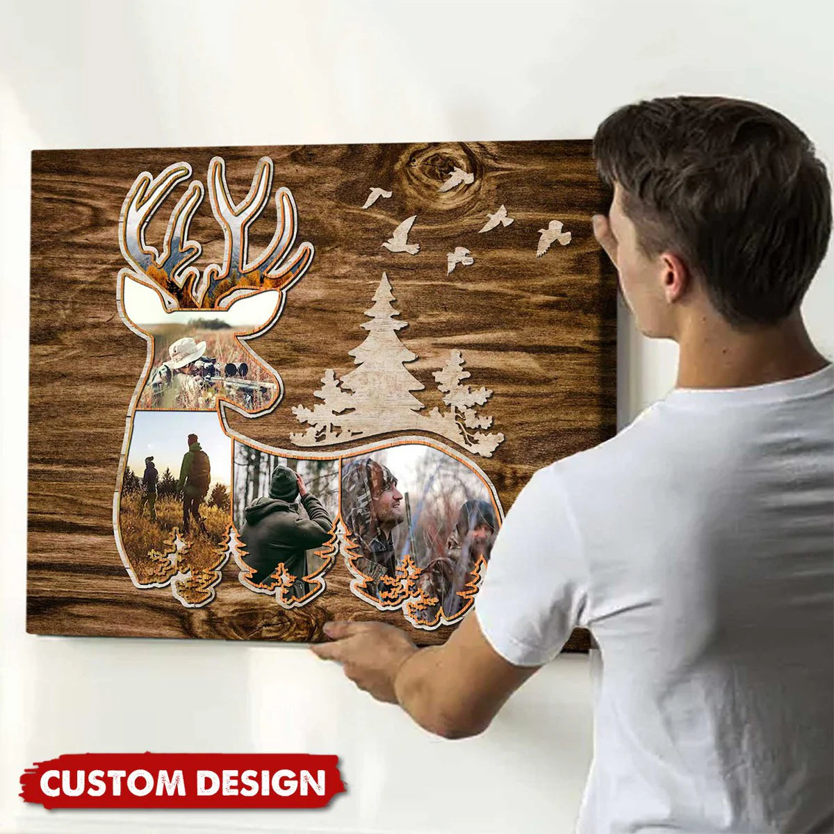 Custom deer photo collage canvas print featuring hunting memories for outdoor lovers and dad image 6