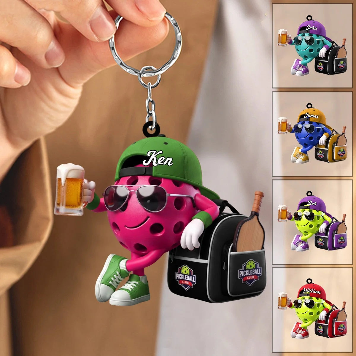 Post Game Beer Toast Personalized Pickleball Keychain - Custom Pickleball Player Gift