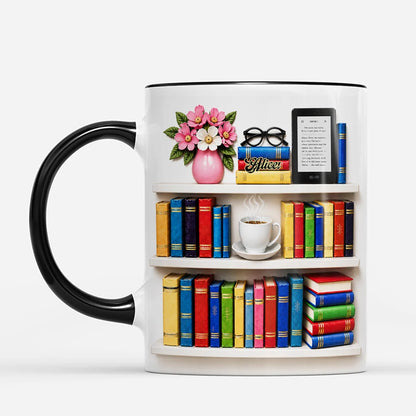 Custom Bookshelf Coffee Mug - Personalized Book Lovers Gift for Readers and Teachers