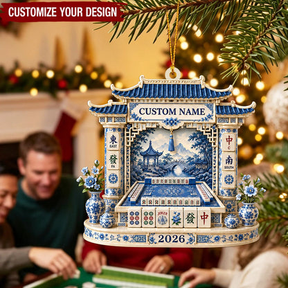 Personalized Mahjong Ornament 2026 - Custom Name Keepsake Christmas Gift for Friends