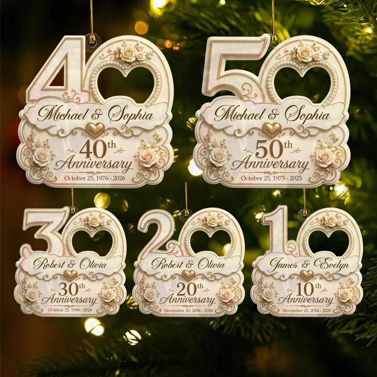 "Mr & Mrs" Custom Wedding Anniversary Acrylic Ornament - Personalized Christmas Keepsake Gift for Couples