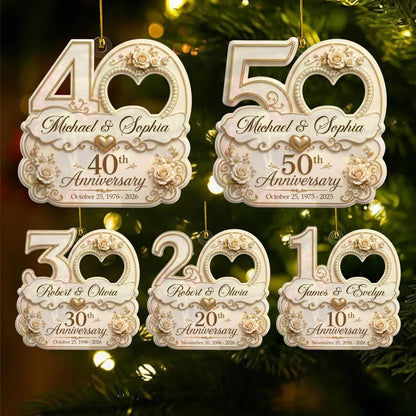 "Mr & Mrs" Custom Wedding Anniversary Acrylic Ornament - Personalized Christmas Keepsake Gift for Couples