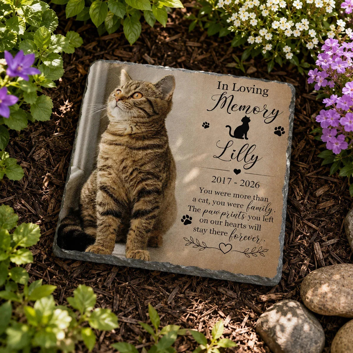 "You Were More Than A Pet You Were Family" Personalized Pet Photo Memorial Stone - Custom Dog & Cat Keepsake
