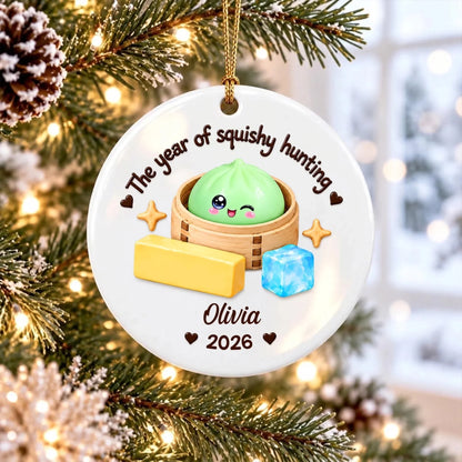 Squishy Dumpling 2026 Christmas - Personalized Ceramic Ornament, Viral Dumpling Squishy, Kids Christmas, Squishy Hunting Squishies, Butter Ornament 74f0986a-ca48-4033-ae1b-91e1c60b5b58-6aacf5e88aeef.jfif