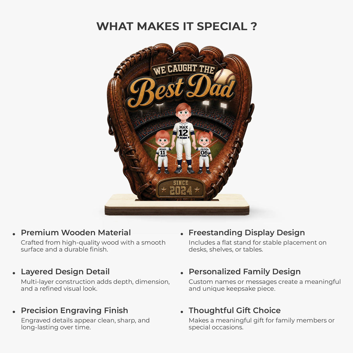 We Caught The Best Dad Personalized Baseball Wooden Plaque - Custom Gifts for Dad