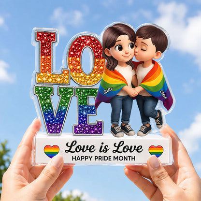 Plaque material and size view - Custom Pride Month Couple Gift
