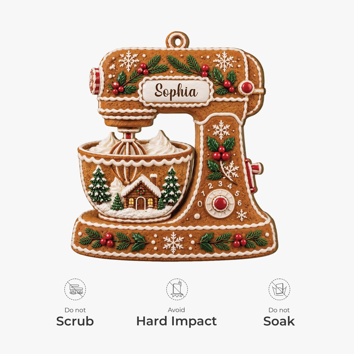 Personalized Gingerbread Baking Mixer Wooden Ornament - Custom Christmas Gift for Bakers