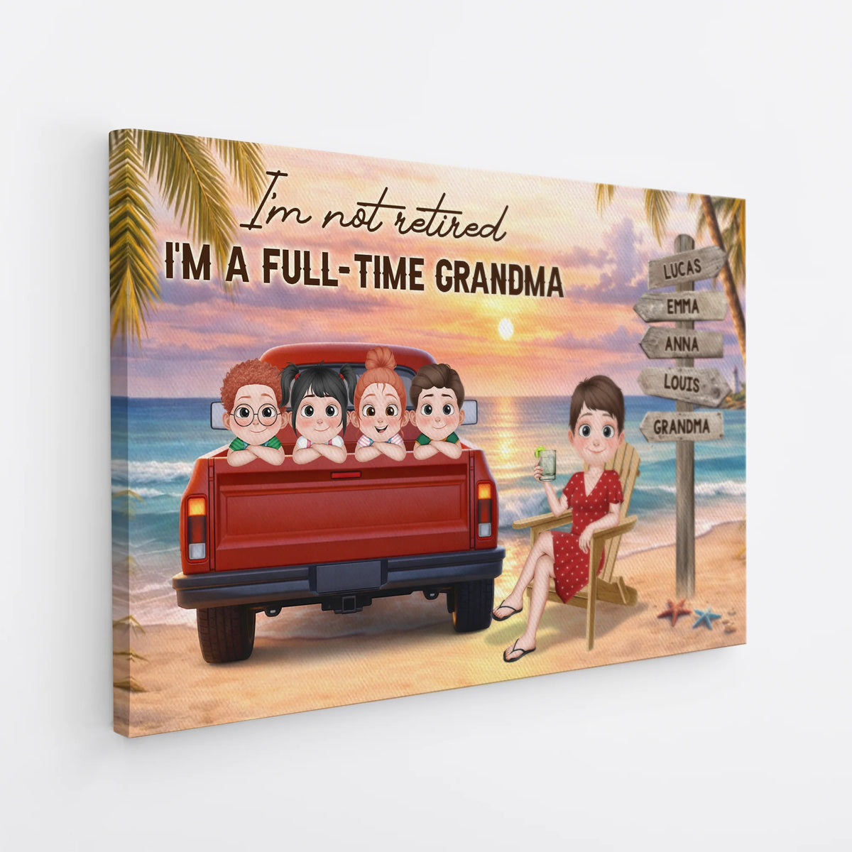 "I'm Not Retired I'm A Full-Time Grandpa/Grandma" - Custom Canvas / Poster Wall Art for Grandparents