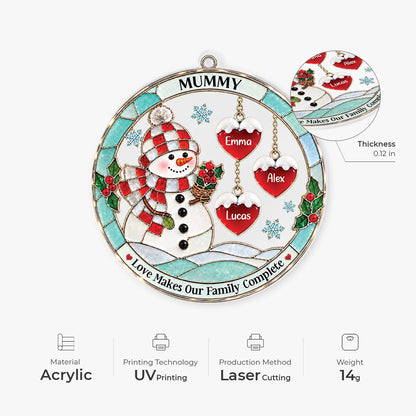Love Makes Our Family Complete - Personalized Acrylic Ornament Mom Christmas Keepsake