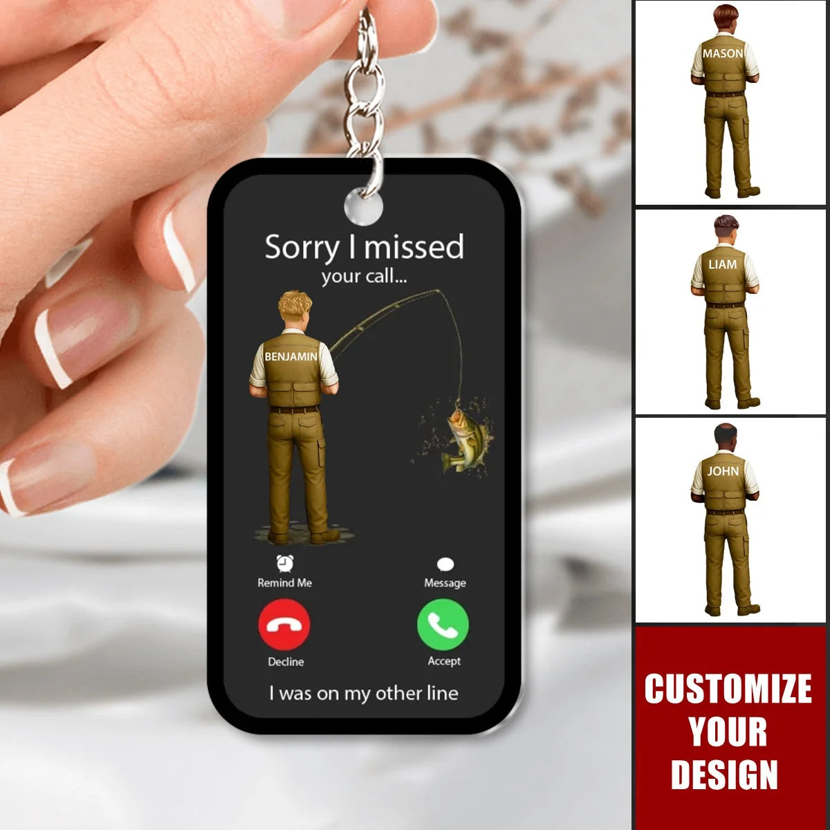 Sorry I Missed Your Call Personalized Keychain - Funny Gift for Fishermen