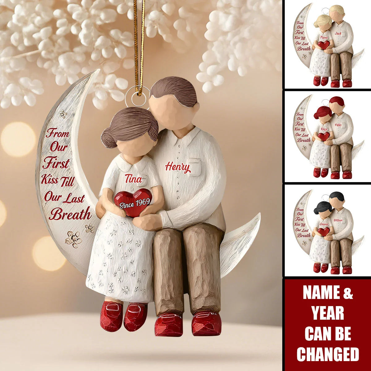 From Our First Kiss Till Our Last Breath - Personalized Acrylic Ornament for Couples Anniversary