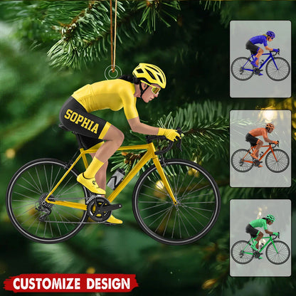 Personalized Road Bike Cyclist Christmas Ornament - Custom Cycling Enthusiast Acrylic Keepsake