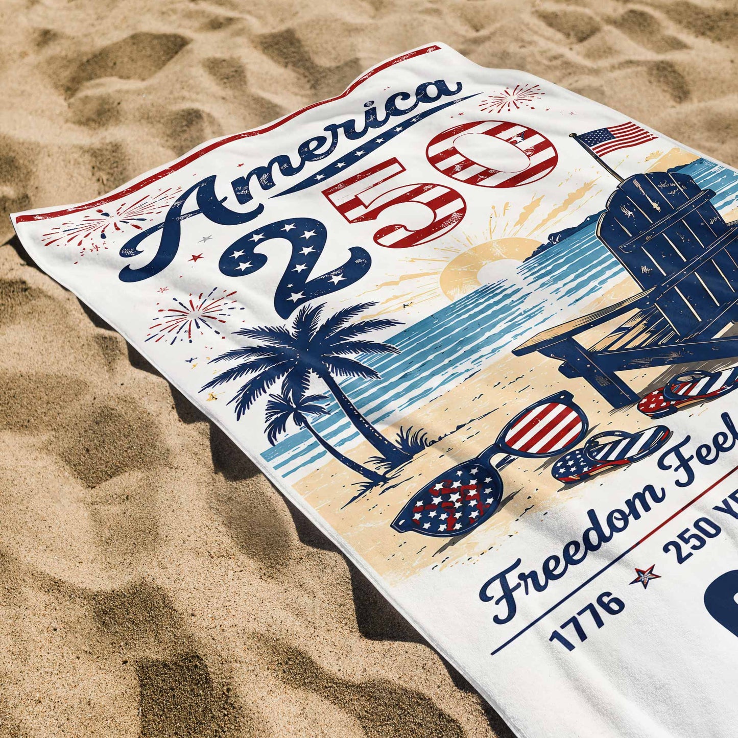 Custom Patriotic Beach Towel for Family with personalized design details for meaningful gifting image 7