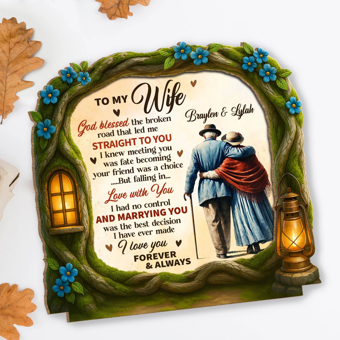 Personalized Wife Wood Plaque personalization view for Wife