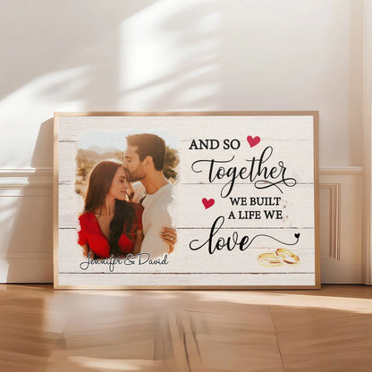 Custom Photo Couples Canvas Art personalization view for Wife