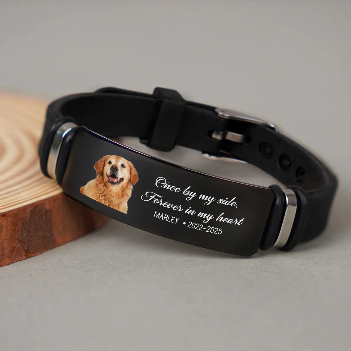 "Once By My Side" Personalized Pet Memorial Bracelet - Custom Photo Sympathy Keepsake