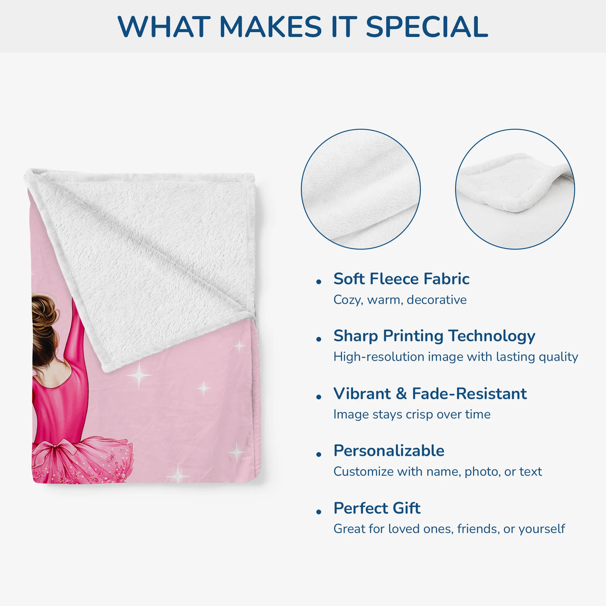 Personalized Ballerina Blanket - Custom Name Dance Throw for Baby Girls and Toddlers