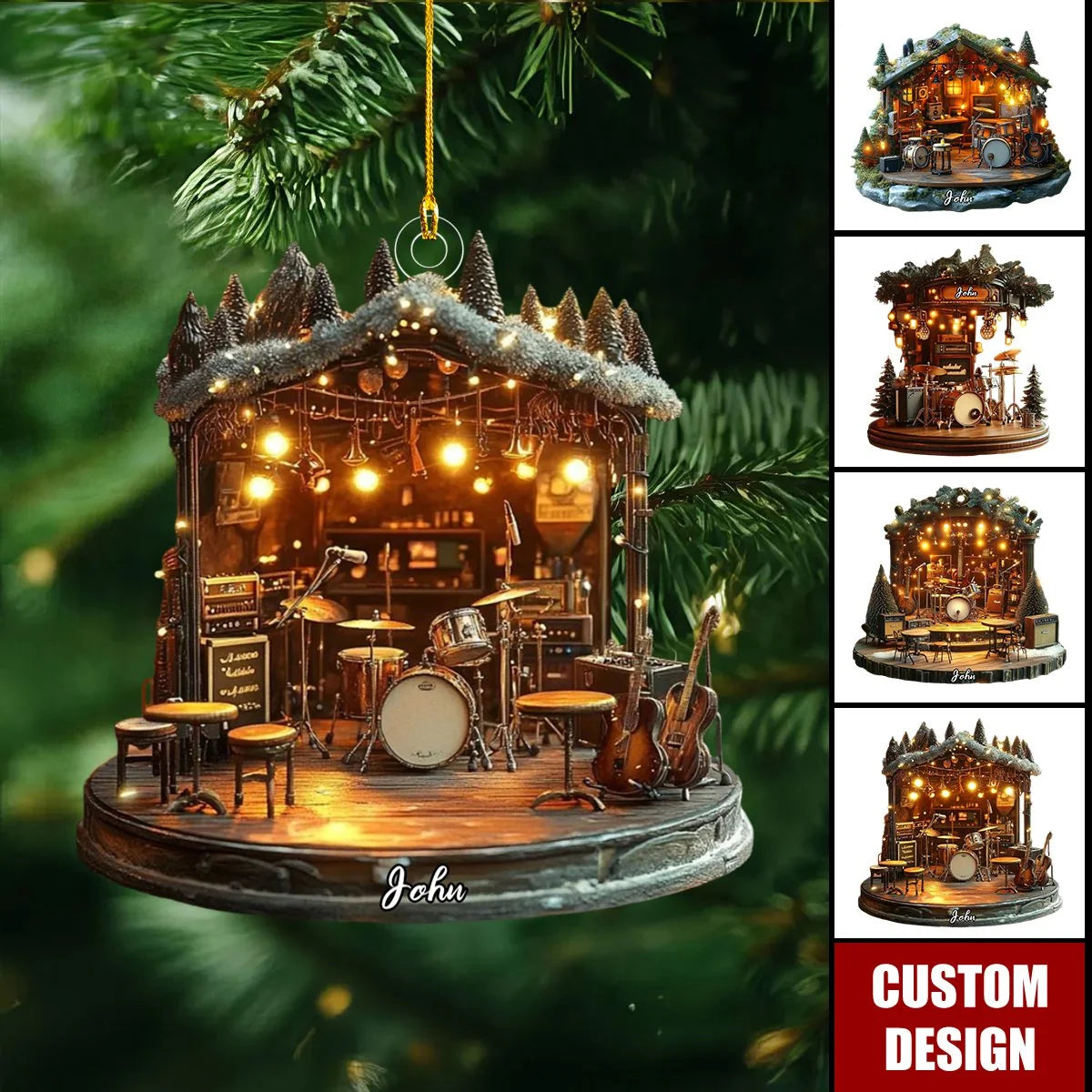 Personalized Musician Christmas Ornament - Custom Band Cabin Acrylic Gift for Music Lovers
