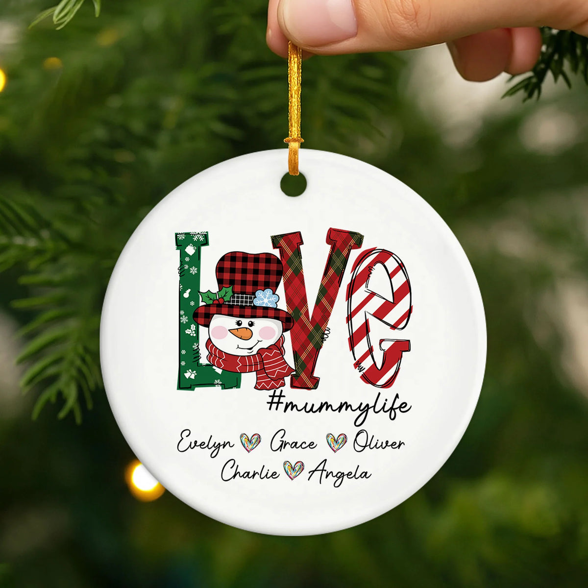 Love #Grandmalife Personalized Ceramic Ornament - Custom Christmas Keepsake for Grandma