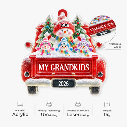 My Grandkids Red Truck Personalized Acrylic Ornament - Christmas Gift for Mom & Grandma