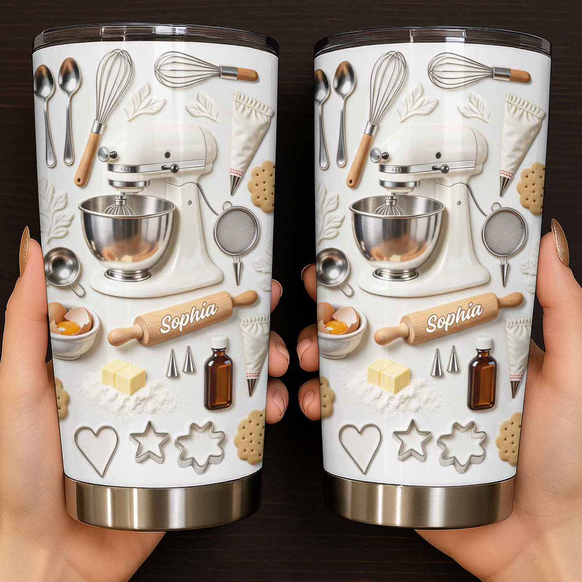 Personalized Baking-Themed Tumbler With Custom Name