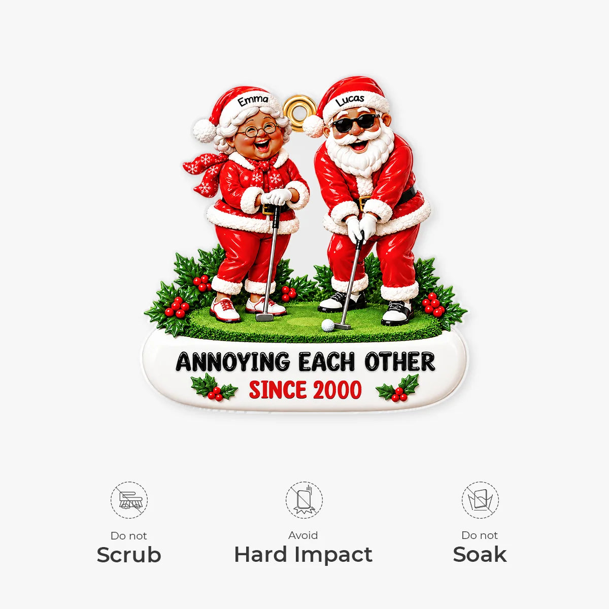 Growing Old Together Personalized Golf Couple Acrylic Ornament - Christmas Gift for Husband Wife