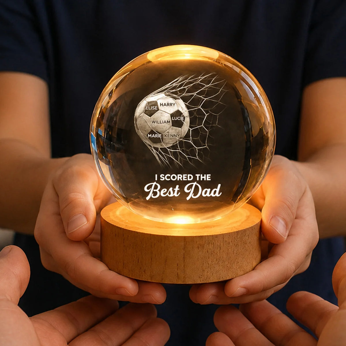 I Scored The Best Dad Personalized Soccer Crystal Ball Lamp - Keepsake for Dad