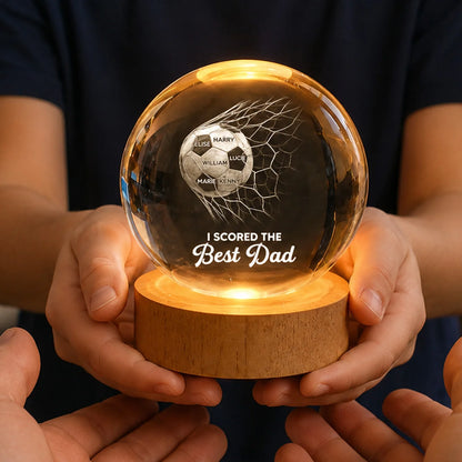 I Scored The Best Dad Personalized Soccer Crystal Ball Lamp - Keepsake for Dad