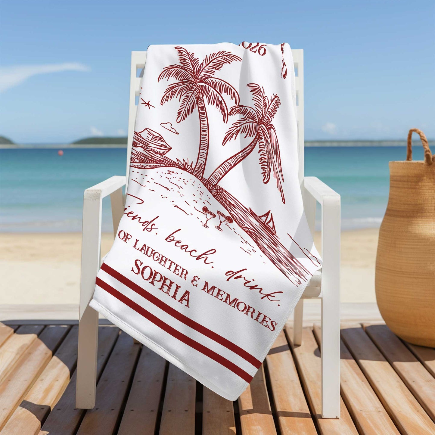 Personalized Girls Trip Beach Towel for Best Friends with personalized design details for meaningful gifting image 8
